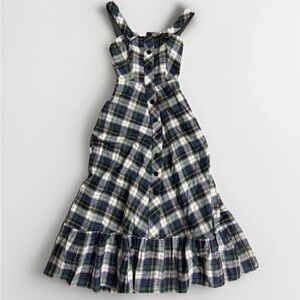 Vtg 70s “Denise Are Here!” Plaid Flannel Maxi Dress Sz 7/8 Retro Cottagecore